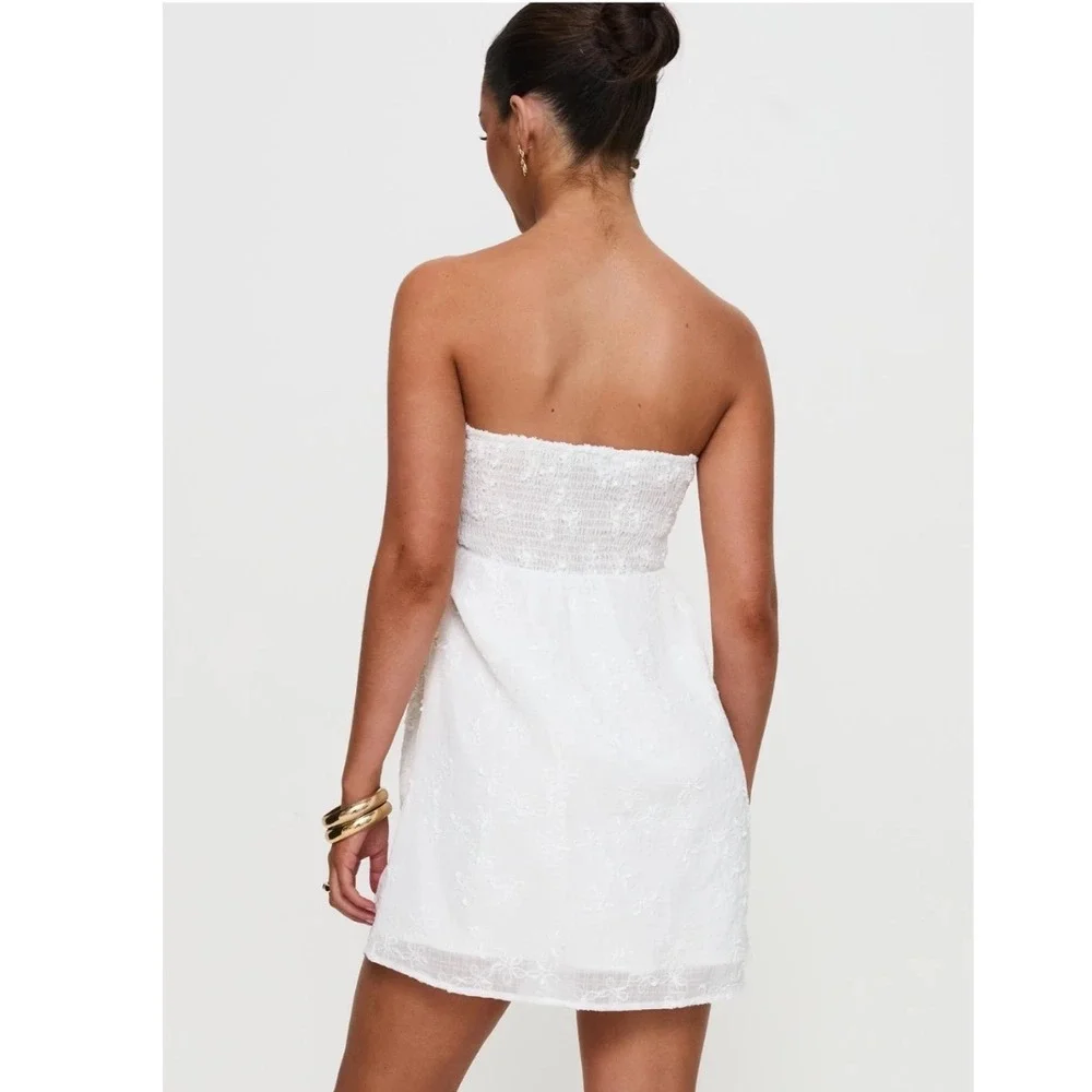 Princess Polly Rosenberg Strapless Mini White Floral Cutout Dress New!